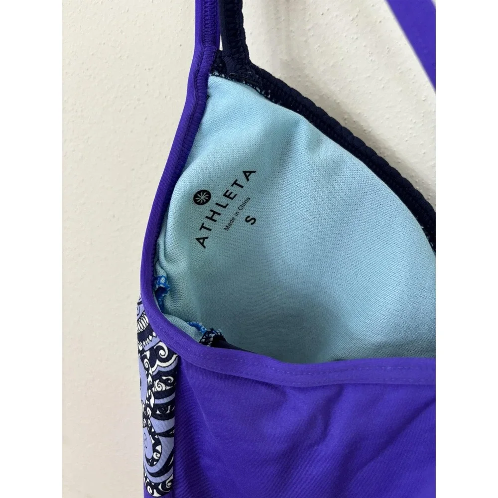Athleta Tankini Swimsuit Top Womens Small Paisley Print Strappy Swim Bathing Sui